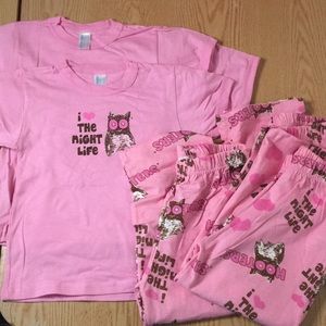 New Bundle of 3 Sets of KIDS 2PC PINK T-SHIRT/PANTS PAJAMA SET Size Large